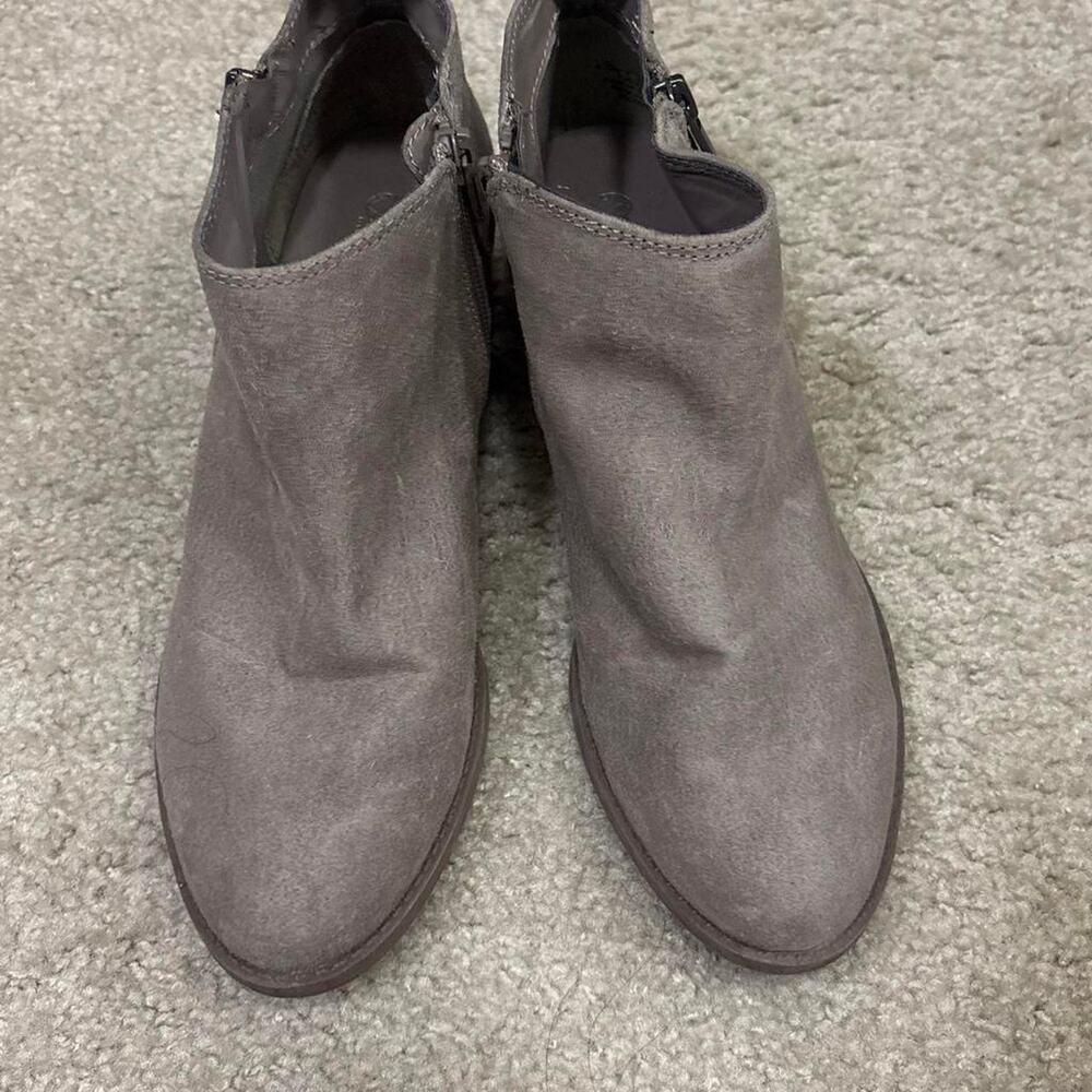 Gray suede ankle boots with